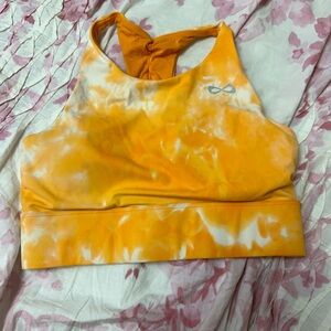 Orange infinity sports bra size M